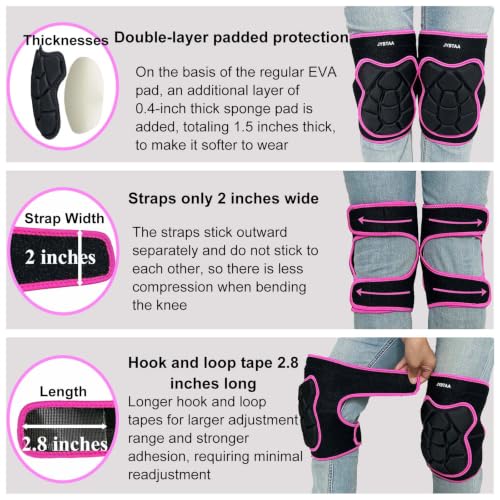 Men/Women Knee Pads, Adjustable Flexible Foam Padding, Rose Red L (1 Pair) - color: Bear Pink, size: Large