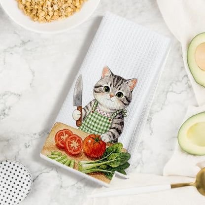 Jztco 4 Pcs Cute Cat Kitchen Towels, Funny Cats Gifts Hand Tea Towel - color: Multi 1565