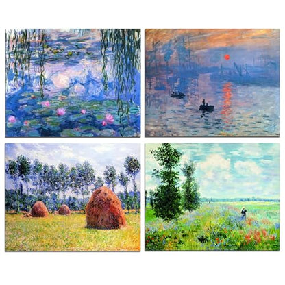 Muzagroo Art DIY Diamond Painting Kits for Adults, 5D Diamond Art Kits for Beginners Paint by Diamond, Monet Diamond Arts and Crafts for Living Room Bedroom 4 PCS Wall Art - color: 12-Monet