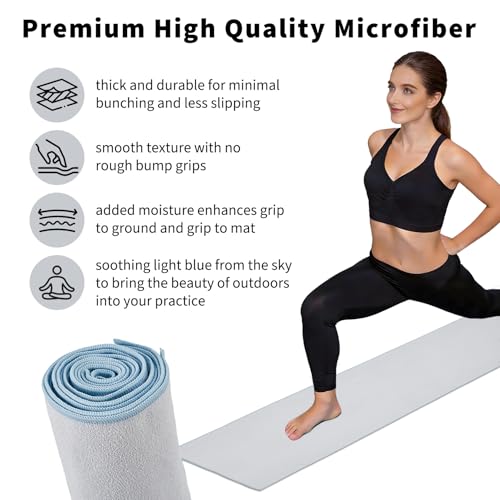 PrecisionAuto Non-Slip Microfiber Yoga Mat Towel - color: Light Blue