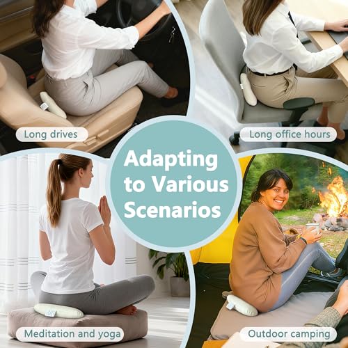 Meditation Cushion, Floor Pillows for Sitting, Organic Yoga Mats Ergonomic Meditation Seat Cushions, White Yoga Body Pillow for Men Women, Adults Portable Travel Meditation Back Support Floor Pad