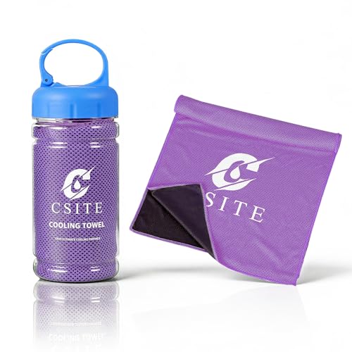 CSITE Cooling Towels (47"x12") for Neck and Face, Ice Towel for Hot Weather, Soft Breathable Chilly Gym Towels, Microfiber Towel for Work Out, Yoga, Running, Camping & More Activities（Purple） - color: Purple
