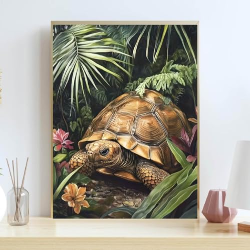Turtles DIY Diamond Painting Kits for Adults, Tortoise Diamond Gem Art Painting for Beginners, Wild Animals Diamond Picture with Full Round Drill Dots Craft Set Gift, 12x16 Inch - color: 25-37 Turtles