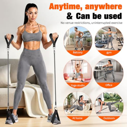 Bbtops Pilates Bar Kit with Resistance Bands,Pilates Bar with Stackable Bands Workout Equipment for Legs,Hip,Waist and Arm,Exercise Fitness Equipment for Women & Men Home Gym Yoga Pilates - color: Glossy Black