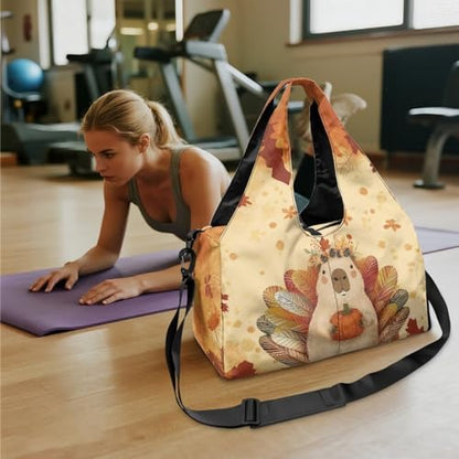 Gym Bag with Yoga Mat Holder Large Tote Bag With Multi Pockets for Women Men Dry Wet Separated Pocket Carryall Yoga Tote Bag for Pilates Travel Workout Office - color: Halloween yellow