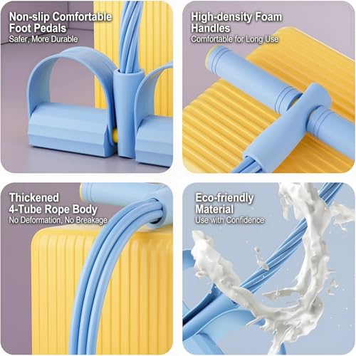 Pedal Resistance Bands with Handles, Upgrade Multi Function Pedal Training Band, 6-Tubes Natural Rubber Foot Pedal Resistance, Fitness Bands for Full Body, Abdomen, Waist, Arm, Leg - color: 블루.