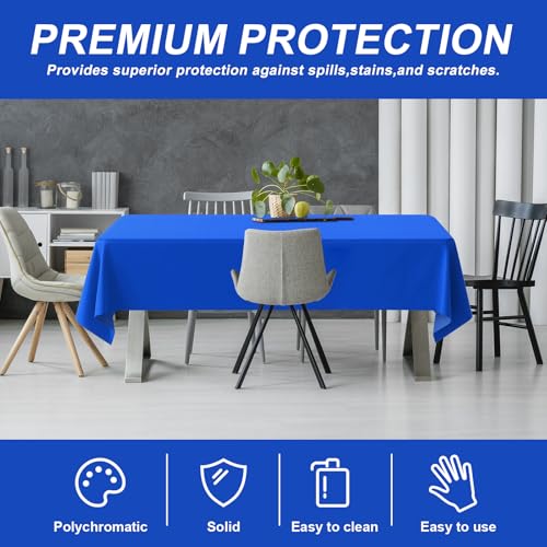 54IN X 320FT Plastic Table Cover Roll with Cutter Box, Cut to Size Plastic Table Cloths for Parties, Birthday, (Blue, 54"x3840"(Rectangular)) - color: Blue, size: 3840" x 54" (Rectangular)