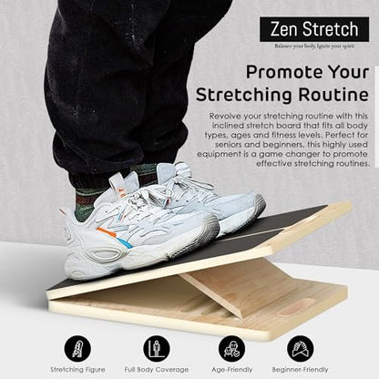 Wooden Slant Board for Calf Stretching & Squats, Adjustable Incline Board for Physical Therapy - Squat Wedge Block Alternative - Portable & Lightweight - Equipped with Anti-Slip Replacement Pads