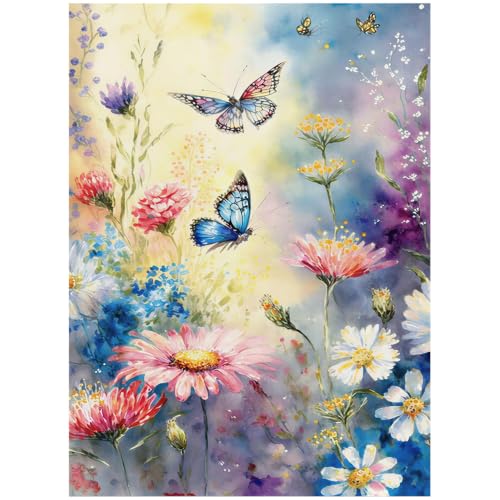 WUDWL Flower Diamond Art Kits for Adult Diamond Painting Kits for Adults | Butterfly and Flower DIY Diamond Painting Kits 5D Diamond Dots Gem Art Crafts with Tools,Round Full Drill 12x16inch - color: DP04742