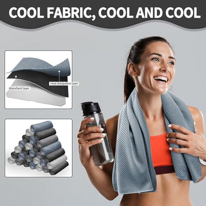 Honoson Cooling Towel Bulk - color: Gray Series Color, size: 32"x12"
