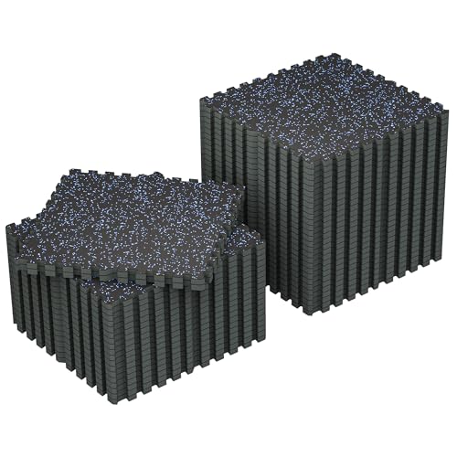 SUPERJARE 1" Extra-Thick Rubber Top Exercise Mat, Gym Flooring for Home Gym | Puzzle Gym Mat for Workout Equipment, Interlocking Floor Tiles with EVA Foam, 48 Pcs 192 Sq Ft, Black/Blue - size: 48 Tiles (192 Sq Ft)