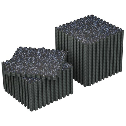 SUPERJARE 1" Extra-Thick Rubber Top Exercise Mat, Gym Flooring for Home Gym | Puzzle Gym Mat for Workout Equipment, Interlocking Floor Tiles with EVA Foam, 48 Pcs 192 Sq Ft, Black/Blue - size: 48 Tiles (192 Sq Ft)