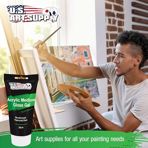 U.S. Art Supply Clear Acrylic Gel Medium Gloss, 200ml - (6.7 Ounce) Tube - Increase Gloss, Viscosity & Transparency for Acrylic Paints - size: 6.76 Fl Oz (Pack of 1)