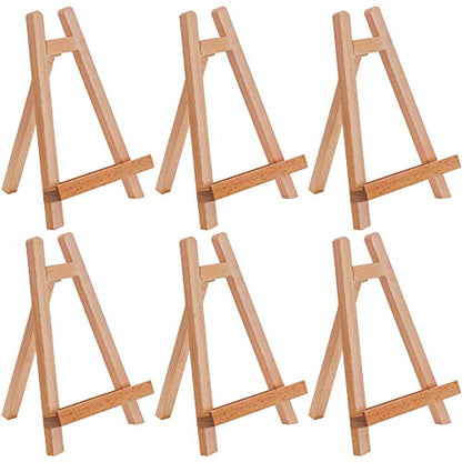 US Art Supply 10.5" Small Wooden Tabletop Easel (6 Pack) for Painting and Display Stand - A-Frame Table Top Easel, Canvas Holder