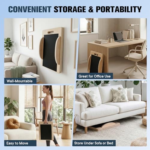 Versatile Wooden Slant Board, Convertible to Balance & Pilates Board, Adjustable Angles, Includes Full Pilates Kit, Supports Up to 360lbs, Calf Stretch, Squats, Knee, Ankle, Heel & Leg Training