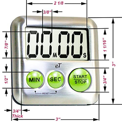 Elegant Digital Kitchen Timer Stainless Steel - Loud Alarm - Model Lime - color: Lime