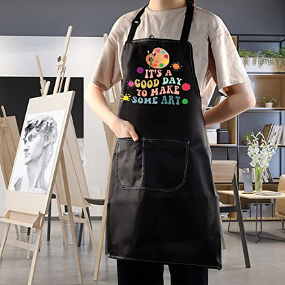 WZMPA Artist Painters Apron With Pockets - It's A Good Day to Make Art - Adjustable Apron for Teacher, Lover, Student Gift - color: Make Art Apron Bl