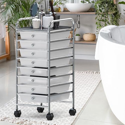 Simple Houseware 8 Drawers Rolling Utility Cart Art Craft Storage, Chrome - color: Chrome, size: 8 Drawers