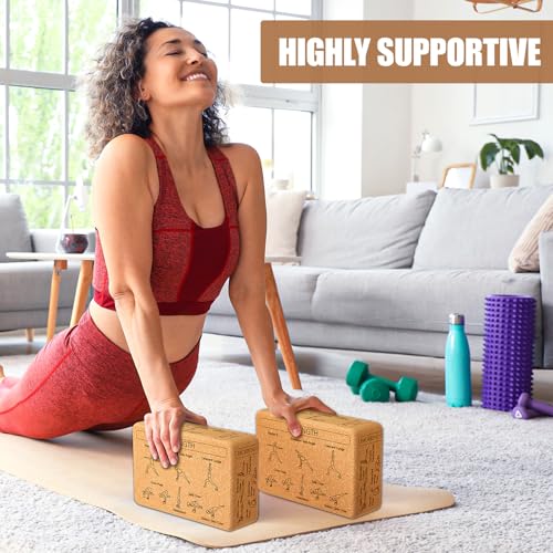 Halloscume 2 Pack Cork Yoga Blocks for Support and Balance, Beige