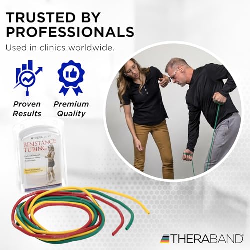 THERABAND Resistance Tubes, Band, Exercise, Set - color: Yellow/Red/Green - Beginner Set