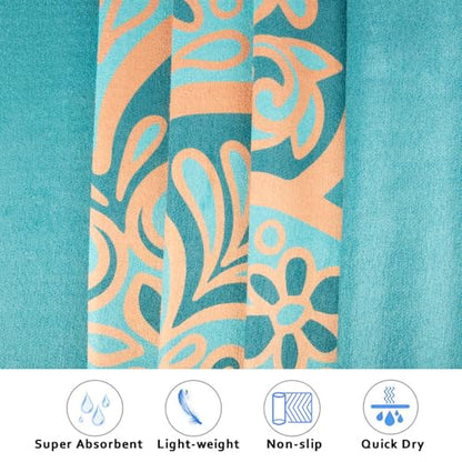 Hot Yoga Towel with Grip Dots, Non Slip, 74"x26", Turquoise Gold Mandala - color: Turquoise Gold Mandala, size: 74" x 26"
