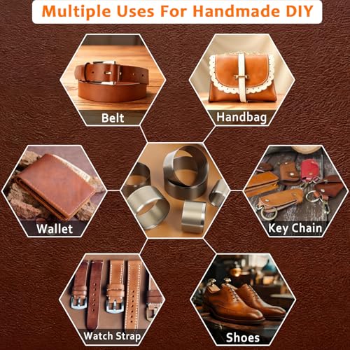 Leather Circle Cutter Tool Set, 11 Pieces Circle Punch Tools 10 12 15 20 25 30 35 40 45 50 55mm, High Carbon Steel Round Cutting Dies - Leather Hole Punch Tool Kit for DIY Leathercrafts - size: 11 Sizes