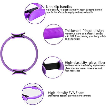 KEVENZ Fitness Circles, with 1 Pilates Ring and 1 Exercise Bands (15 inch, 20 lbs) - color: Purple