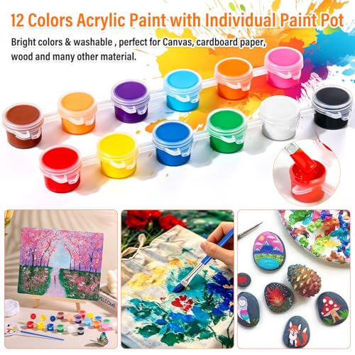cridoz Paint and Sip Kit for Adults, 6 Pack 8" x 10" Canvases with Easels, Acrylic Paint Set, Painting Trays for Parties - style: Sip and Paint Kit