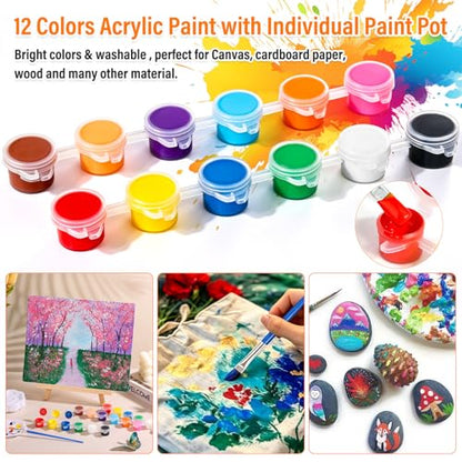 cridoz Paint and Sip Kit for Adults, 6 Pack 8" x 10" Canvases with Easels, Acrylic Paint Set, Painting Trays for Parties - style: Sip and Paint Kit