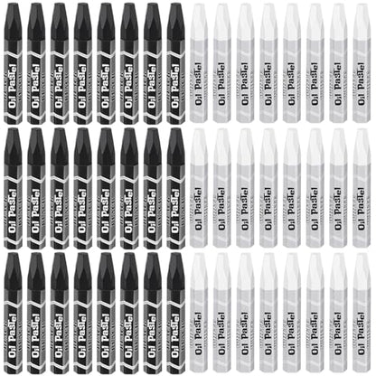 48 Pcs Black and White Soft Oil Pastels Bulk Artists Oil Crayons Single Color Hexagonal Creamy Pastel for Artists Beginners Painting Drawing Relaxing Blending - color: White and Black