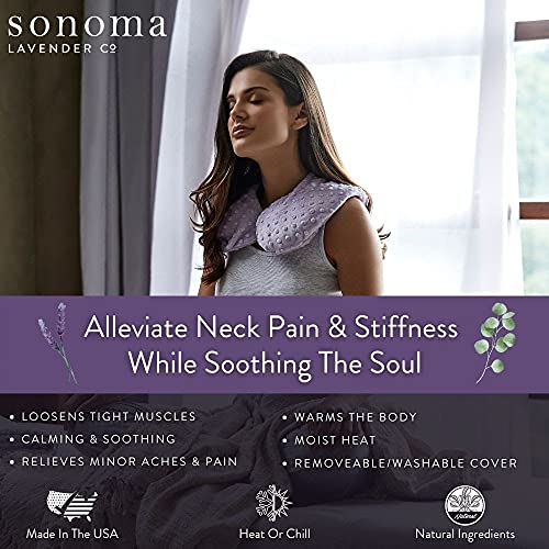 Luxury Eucalyptus Heatable/Chillable Neck Pillow by Sonoma Lavender, Microwaveable for Neck and Shoulders with Removable Washable Covers, Great for Relaxation and Relief (Eucalyptus, Silver Fox) - color: Silver Fox