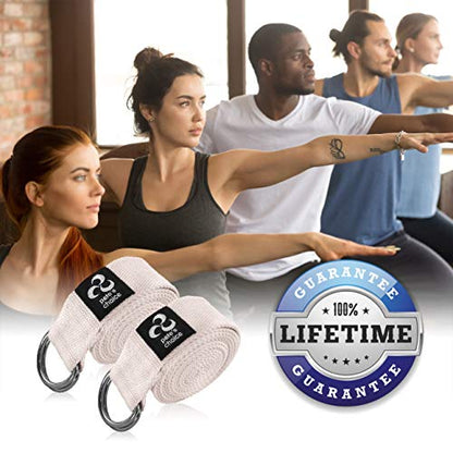 Stretching Straps and Yoga Blocks - Yoga Beginner Kit for Pilates & Gym