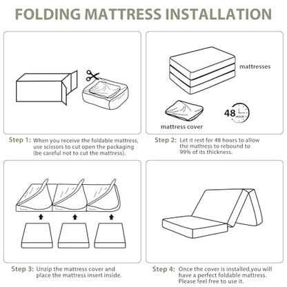 Tri Fold Memory Foam Foldable Mattress Twin, 3 inch Folding Mattress for Guest Sleep. Portable Trifold Mat with Removable Washable Cover, Floor Sleeping Mat for Adult and Kid - size: Tw"