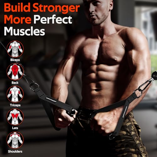 RENRANRING Gym Exercise Handles, Replacement Handle Attachments for Cable Machine Pulleys, Resistance Band and Strength Trainer, Pull Down Workout Accessories, Home Gym Add On Equipment - color: Black