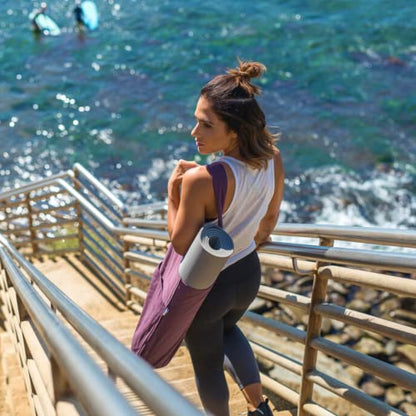 Yogiii Yoga Mat Bag | The ORIGINAL YogiiiTote | Yoga Mat Carrier Tote Sling w/Large Side Pocket & Zipper Pocket | Fits Most Size Mats - color: Obsidian Black