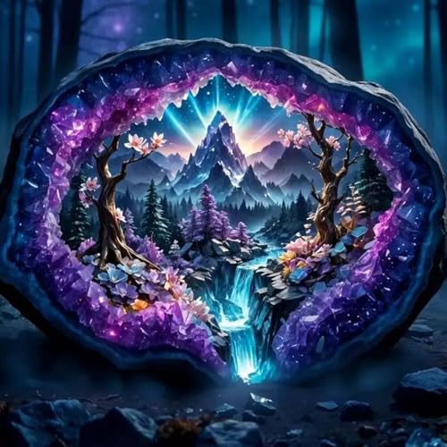 SHICERNHJ 5D Diamond Painting Kits for Adults,Crystal Forest Landscape Diamond Art Kits for Beginner,DIY Full Round Drill Diamond Dot with Gem Art Kits for Adults Home Wall Decor 14x14 Inch - color: SH072