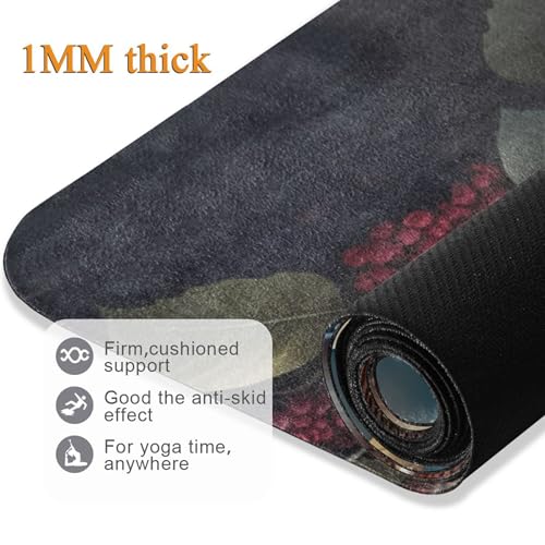 Large Red Mushroom Yoga Mat, 71” x 26” Non-Slip Sports Yoga Mat with Storage Bag, for Indoor and Outdoor Fitness Exercise, Pilates