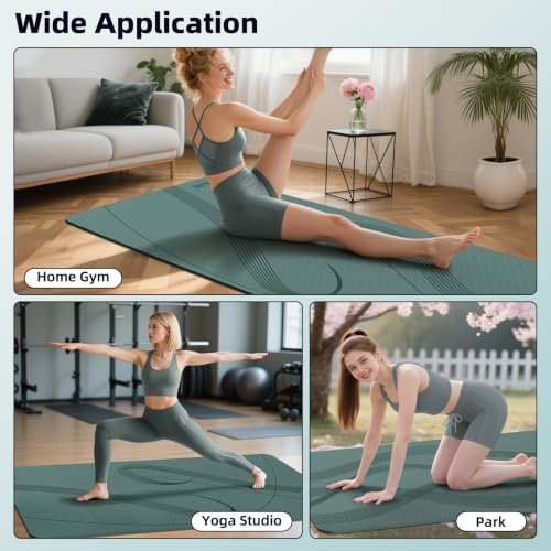 Yoga Mat High Density Exercise Mat, 76"x32"x0.27"Thick Wide & Large Yoga Mat for Women Men, Professional POE Workout Mat for Yoga, Pilates, Fitness & Stretching