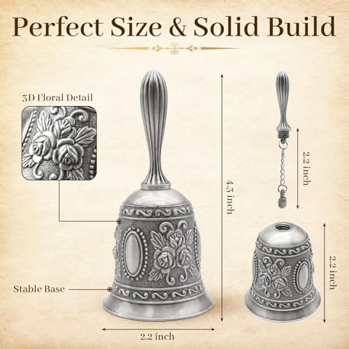 DOMESTAR Silver Hand Bell, Service Dinner Bell - color: Silver