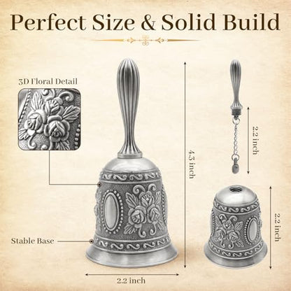 DOMESTAR Silver Hand Bell, Service Dinner Bell - color: Silver