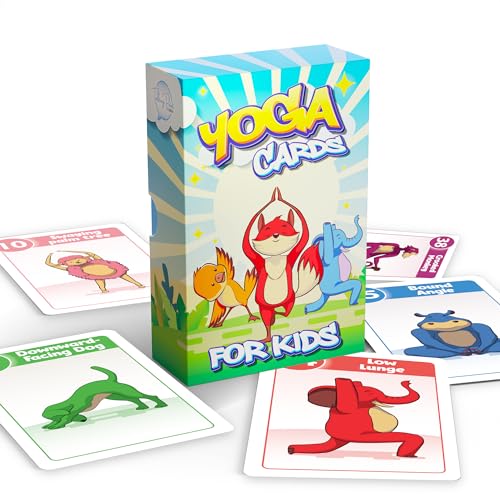 Yoga Cards for Kids, Age 5+, 44 Fun Animal Poses & Breathing Exercise Game