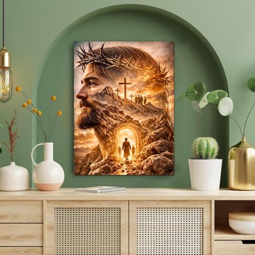 Religious Diamond Art Kits for Adults, Christian Diamond Painting Kits | Full Round Drill Paint by Diamond, Jesus Diamond Painting Gem Art, Arts and Crafts for Adults Beginners 12x16 Inch - color: Jesus