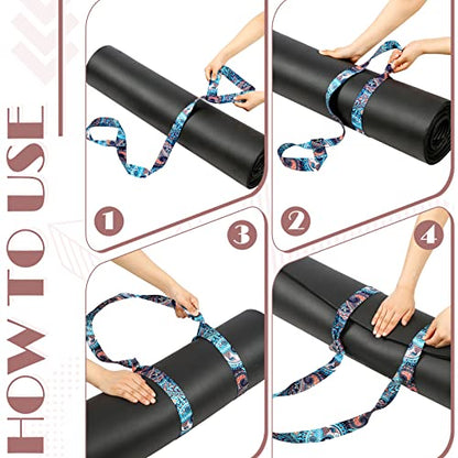 Minatee 2 Pcs Yoga Mat Strap Sling Adjustable Thick Mat Carrier Stretching Strap Yoga Mat Sling Holder Women Stretching Band