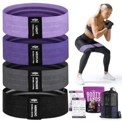 Resistance Bands for Working Out with Workout Bands Guide. 4 Booty Bands for Women Men Fabric Elastic Bands for Exercise Bands Resistance Bands for Legs Bands for Working Out Hip Thigh Glute Bands Set - color: Mauve, Purple, Grey, Black