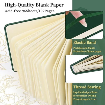5x5 Pocket Sketch Book,80gsm Hardcover Art Sketchbook for Drawing Journal | PU Cover,Blank Paper,96Sheets/192Pages,Lay-Flat,Portable Travel Creation Paint Diary Memo Planner,Dry Media.Dark Green - color: PU Cover-5x5in-Dark Green