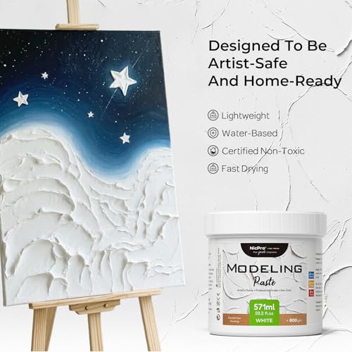 Nicpro Modeling Paste 571 ml / 28.2 oz for Acrylic Painting | High-Density Acrylic Medium for Texture, Thickness, Structural Molding Paste for Art Projects, DIY, 3D Effect - size: 571 ml