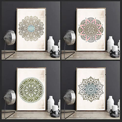 11 Pc Large Mandala Stencils for Painting - Stencils for Crafts Reusable for Floors, Tile & Wood - Rangoli Stencil -Wall Stencils for Painting Large Pattern - Paint Stencil Template 12 inch & 6 inch