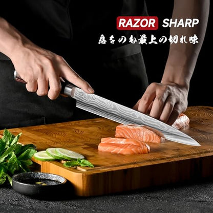 10.5 inch Sashimi Knife,Sushi Knife for Fish Filleting & Slicing | High Carbon Stainless Steel Japanese Yanagiba Knife with Knife Sheath and Gift Box - color: 10.5 inch Sashimi Knife