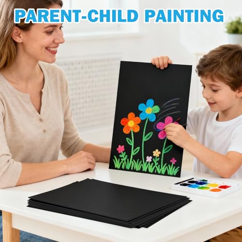 12 Pack Canvas for Painting 8x10 Inch, Black Canvas Boards for Painting Cotton Primed Acid Free Blank Canvas Panels for Oil, Acrylic Paint and Tempera. - size: black canvas 8x10in 12pack