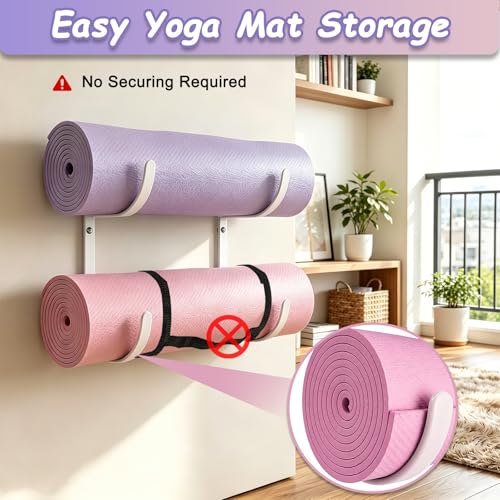 Rubber Coated Yoga Mat Holder, No Straps Required - size: 2-tier shelf